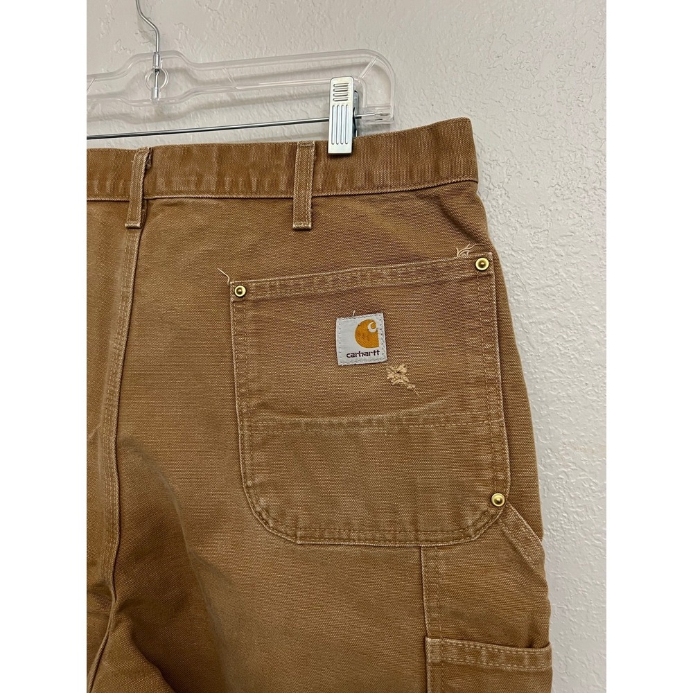 Carhartt B01 Work Pants Mens 38x32 Brown Double Front Logger Dungaree Canvas - Picture 5 of 11